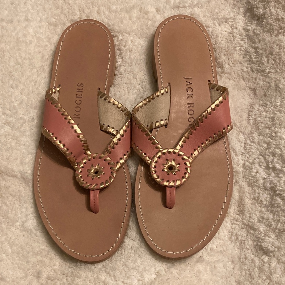 Jack Rogers Sandals - Pink and Gold size 9.5 in excellent condition